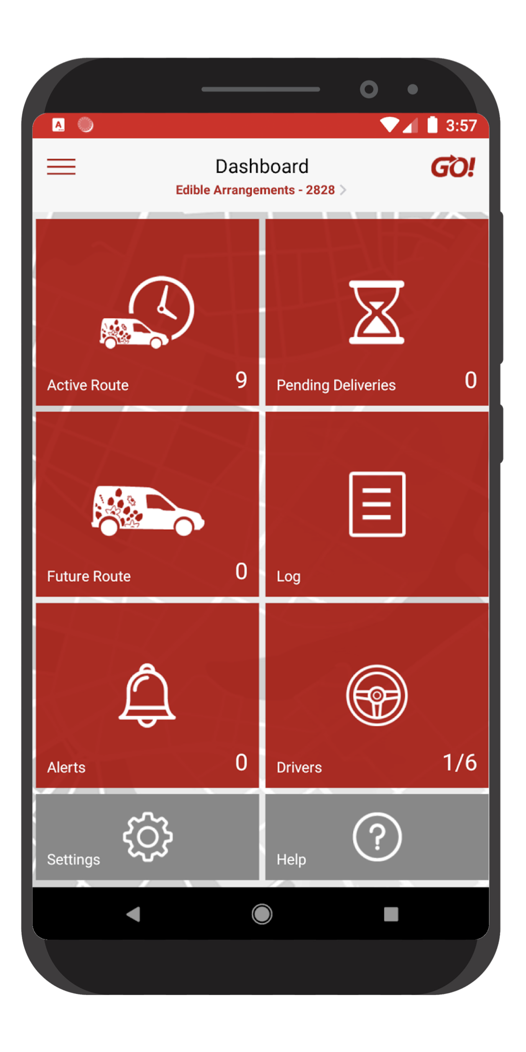 GO! app driver route screen